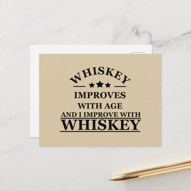 Whiskey quotes funny alcohol sayings gifts holiday postcard (Front/Back In Situ)