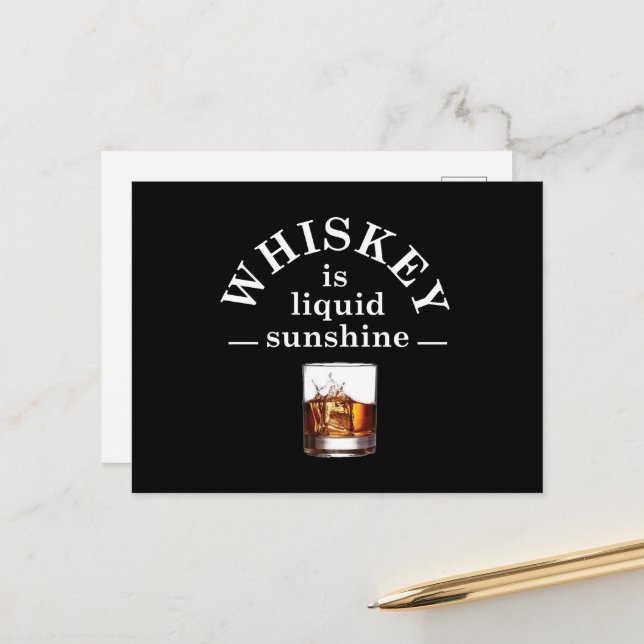 Whiskey quotes funny alcohol sayings gifts holiday postcard (Front/Back In Situ)