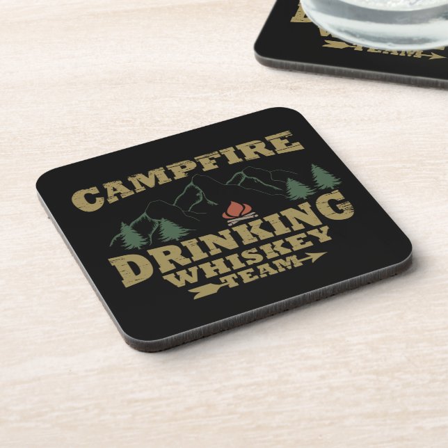 Whiskey quotes funny camping camper sayings  coaster (Left Side)