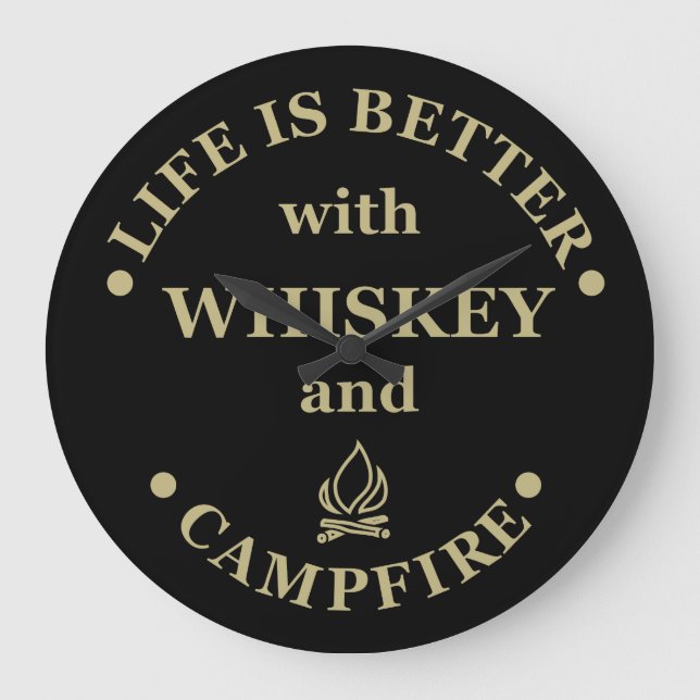 Whiskey quotes funny camping camper sayings  large clock (Front)