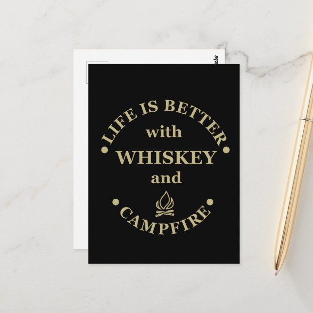 Whiskey quotes funny camping camper sayings  postcard (Front/Back In Situ)