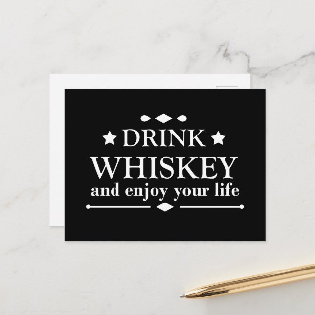Whiskey quotes funny drinking alcohol sayings  holiday postcard (Front/Back In Situ)