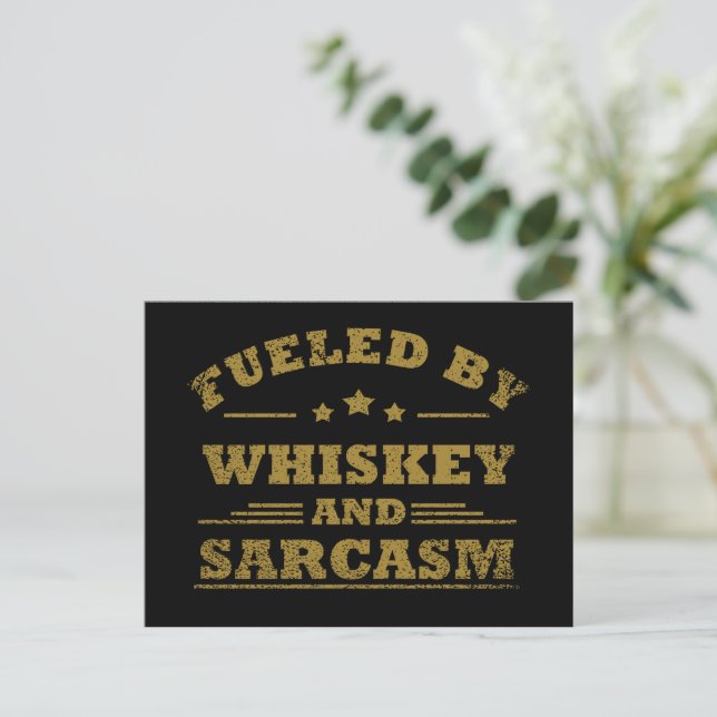 Whiskey quotes funny drinking alcohol sayings holiday postcard (Standing Front)