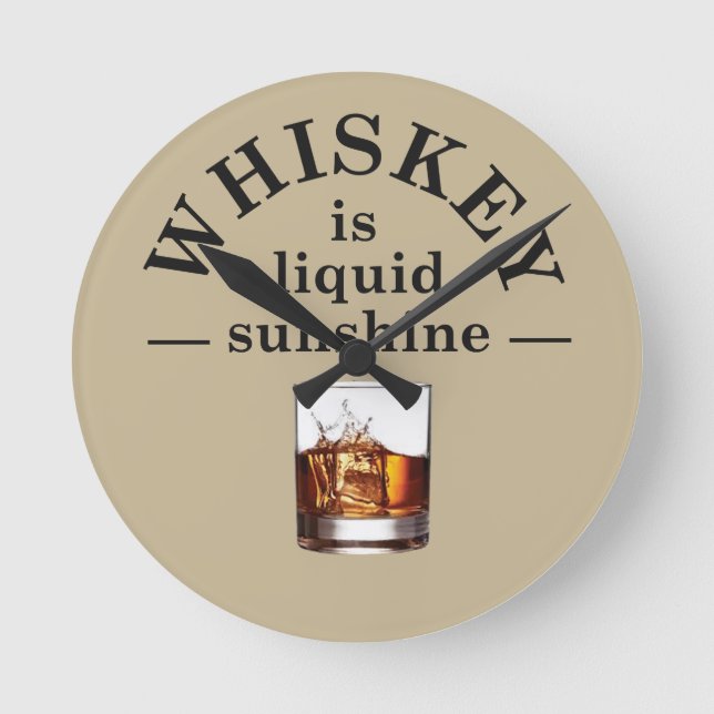 Whiskey quotes funny drinking sayings round clock (Front)