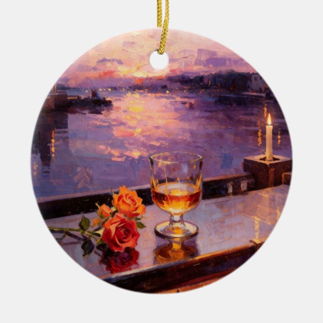 Whiskey & Roses Sunset Ornament (Front)