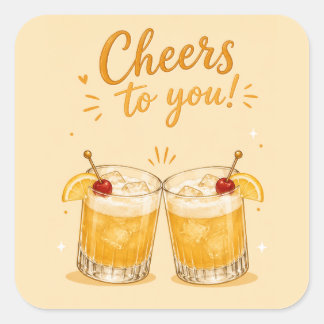 Whiskey Sour Birthday Square Sticker