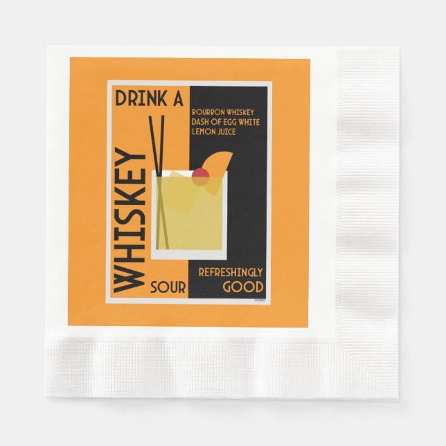 Whiskey Sour Cocktail   Napkin (Front)