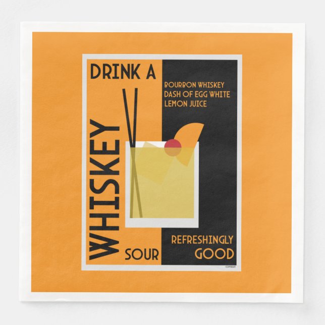 Whiskey Sour Cocktail   Napkin (Front)