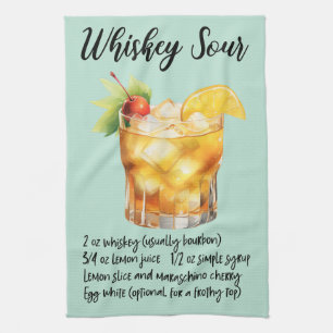Whiskey Sour Cocktail Recipe Kitchen Towel