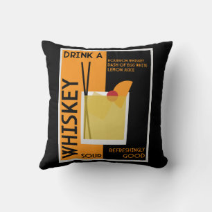 Whiskey Sour Cocktail Throw Pillow