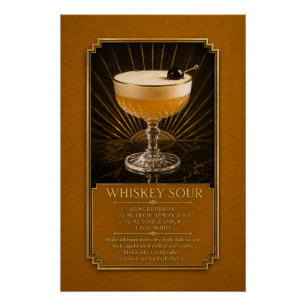 Whiskey Sour Recipe Poster Bar Art