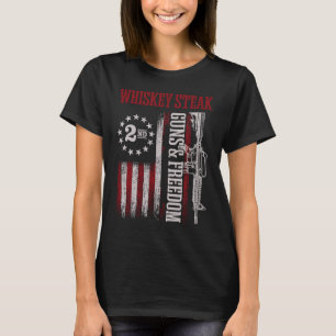 Whiskey Steak Guns Freedom Vintage US Flag Dad Pap T-Shirt