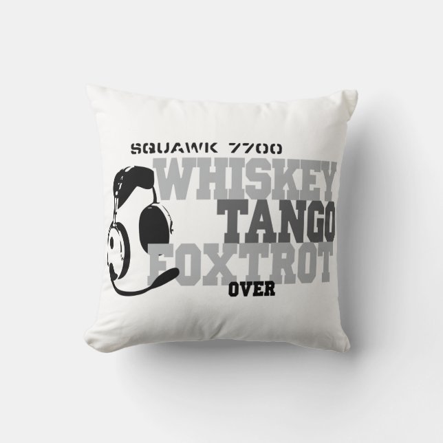 Whiskey Tango Foxtrot - Aviation Humour Throw Pillow (Front)