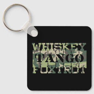 Whiskey Tango Foxtrot WTF Green Camouflage Keychain