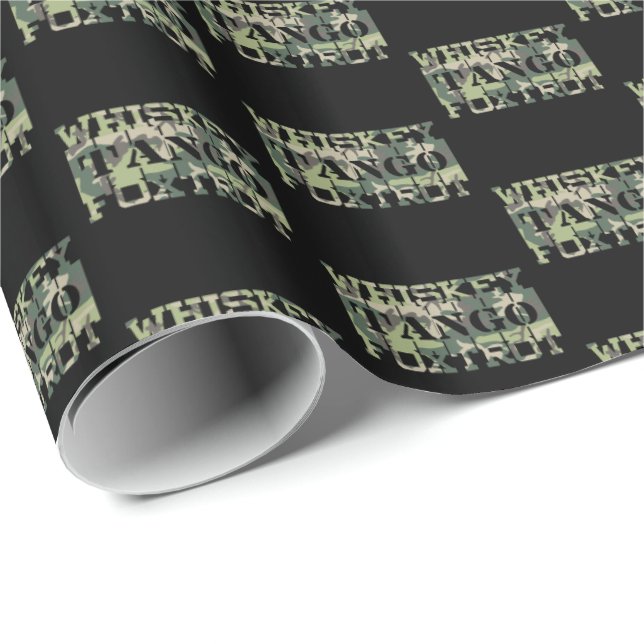 Whiskey Tango Foxtrot WTF Green Camouflage Wrapping Paper (Roll Corner)