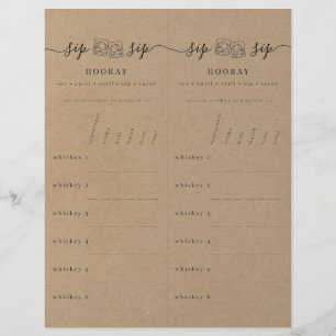 Whiskey Tasting Rating Scorecard on Faux Kraft Letterhead