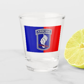 Whiskey tumbler with 173 Airborne flag design Shot Glass
