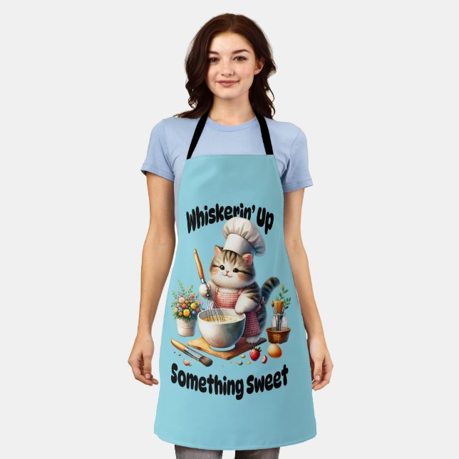 Whisking Cat Chef Kitchen Apron (Worn)