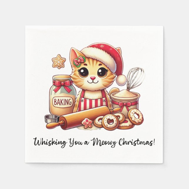 Whisking you a meowy Christmas Napkin (Front)