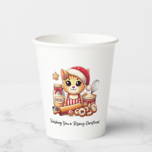 Whisking you a meowy Christmas Paper Cups (Front)