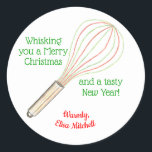 "Whisking You a Merry Christmas" treats label<br><div class="desc">At your service,  a perfect personalized label for your Christmas cookie gifts,  candy gifts,  cookie exchange,  holiday treat bags,  whatever deliciousness you plan to gift your lucky friends & family this year! Extra sweet: Half the design proceeds for this product go to kids' charities.</div>