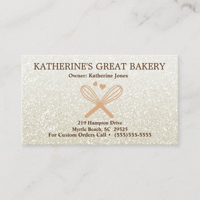 Whisks Love Parties scintillant Bakery Carte de vi (Devant)