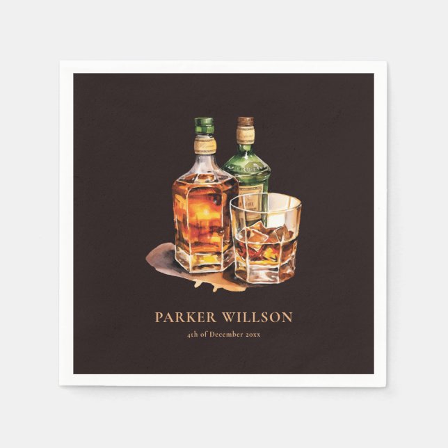Whisky Men's Birthday Personalized Napkin (Front)