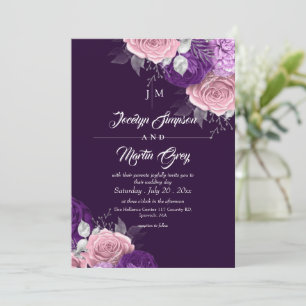 Whismical Divine ⎮Purple Floral Wedding Invitation