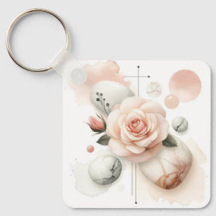 Whisper of a Rose – A Dreamy Watercolor Elegance Keychain