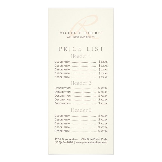 Whisper Pink Elegant Minimalist Monogram Logo Rack Card (Front)