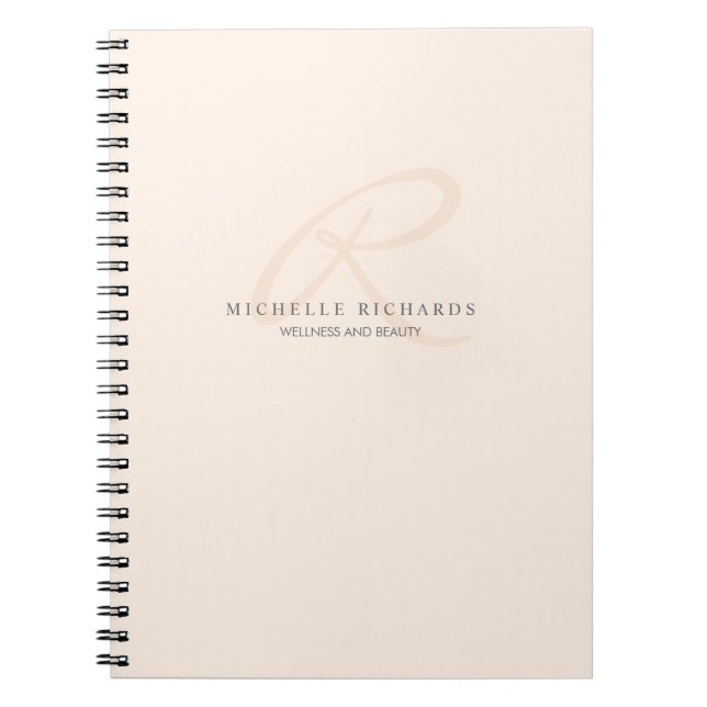 Whisper Pink Elegant Minimalist Monogram Notebook (Front)