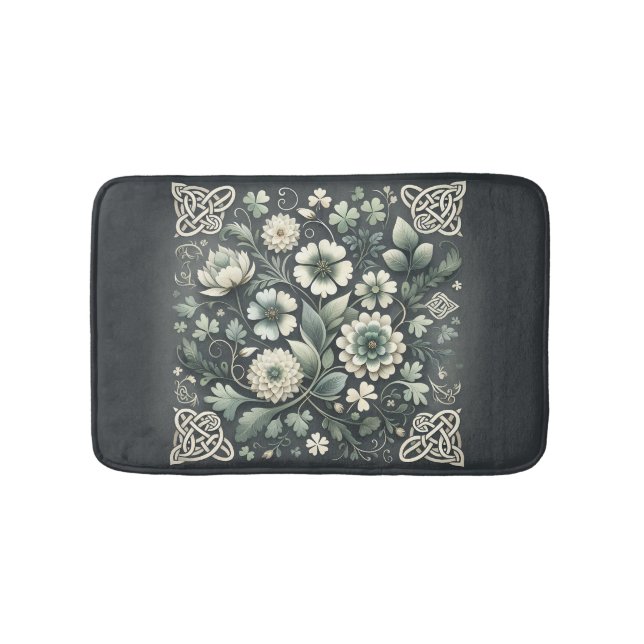 Whispered Clover Knotwork Garden Bath Mat (Front)