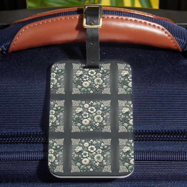 Whispered Clover Knotwork Garden Luggage Tag (Front Insitu 2)