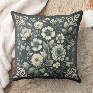Whispered Clover Knotwork Garden Throw Pillow