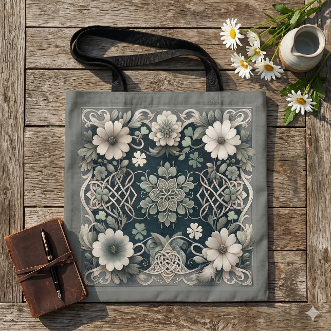 Whispered Clover Knotwork Garden Tote Bag (Whispered Clover Knotwork Garden Tote Bag)