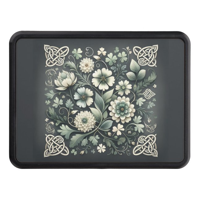 Whispered Clover Knotwork Garden Trailer Hitch Cover (Front)