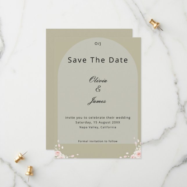 Whispered Petals Elegant Minimalist Save the Date (Front/Back In Situ)