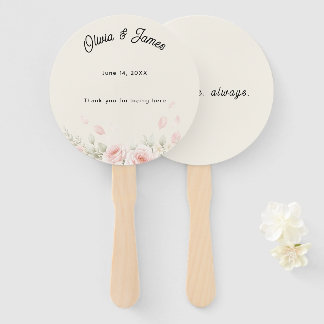 Whispered Petals Round Elegant Minimalist Wedding  Hand Fan