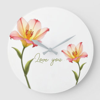 Whispering Affection Lilies Large Clock