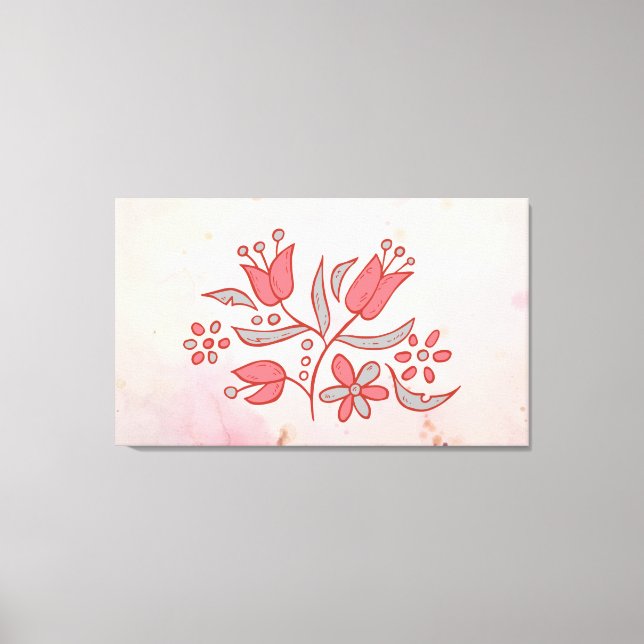 Whispering Bloom – Delicate Red Flower on Soft Ton Canvas Print (Front)