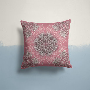 Whispering Blooms in Rose Pink Throw Pillow
