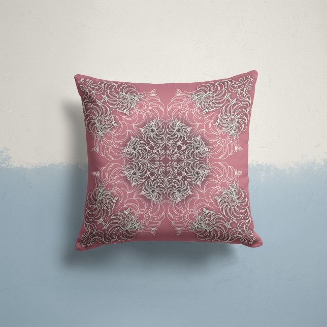 Whispering Blooms in Rose Pink Throw Pillow (Creator Uploaded)