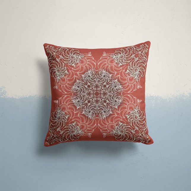 Whispering Blooms in Terracotta Throw Pillow (Creator Uploaded)