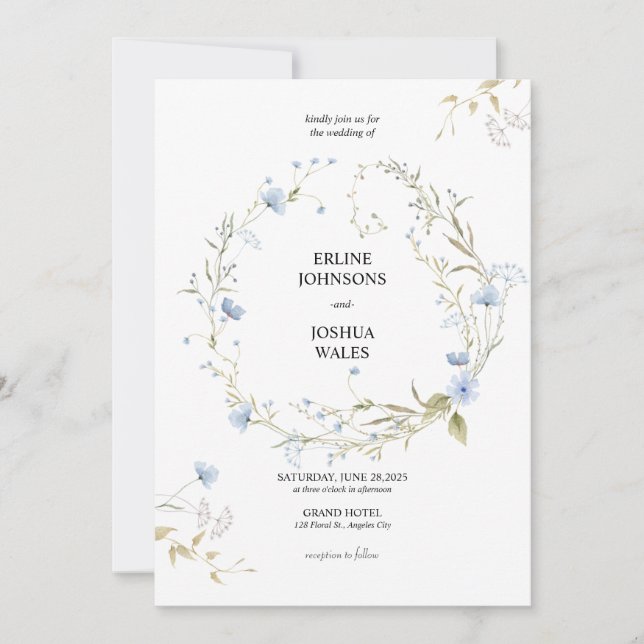 Whispering Blossoms Wedding Invitation (Front)