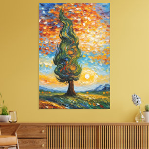 Whispering Cypress at Sunset Canvas Print