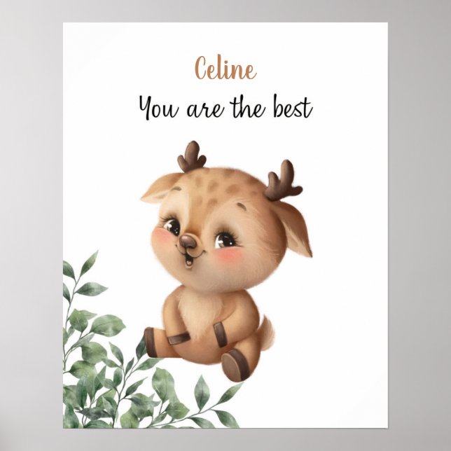 Whispering Deer Affirmations Customizable Poster (Front)