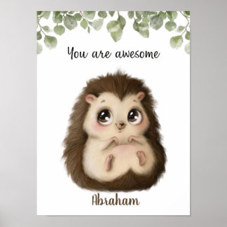 Whispering Hedgehog Affirmations Customizable Poster