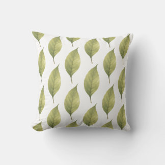 Whispering Leaves Sage Throw Pillow