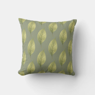 Whispering Leaves Sage Throw Pillow