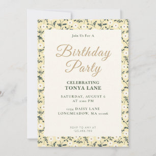 Whispering Meadow - Butter Yellow Floral Border Invitation